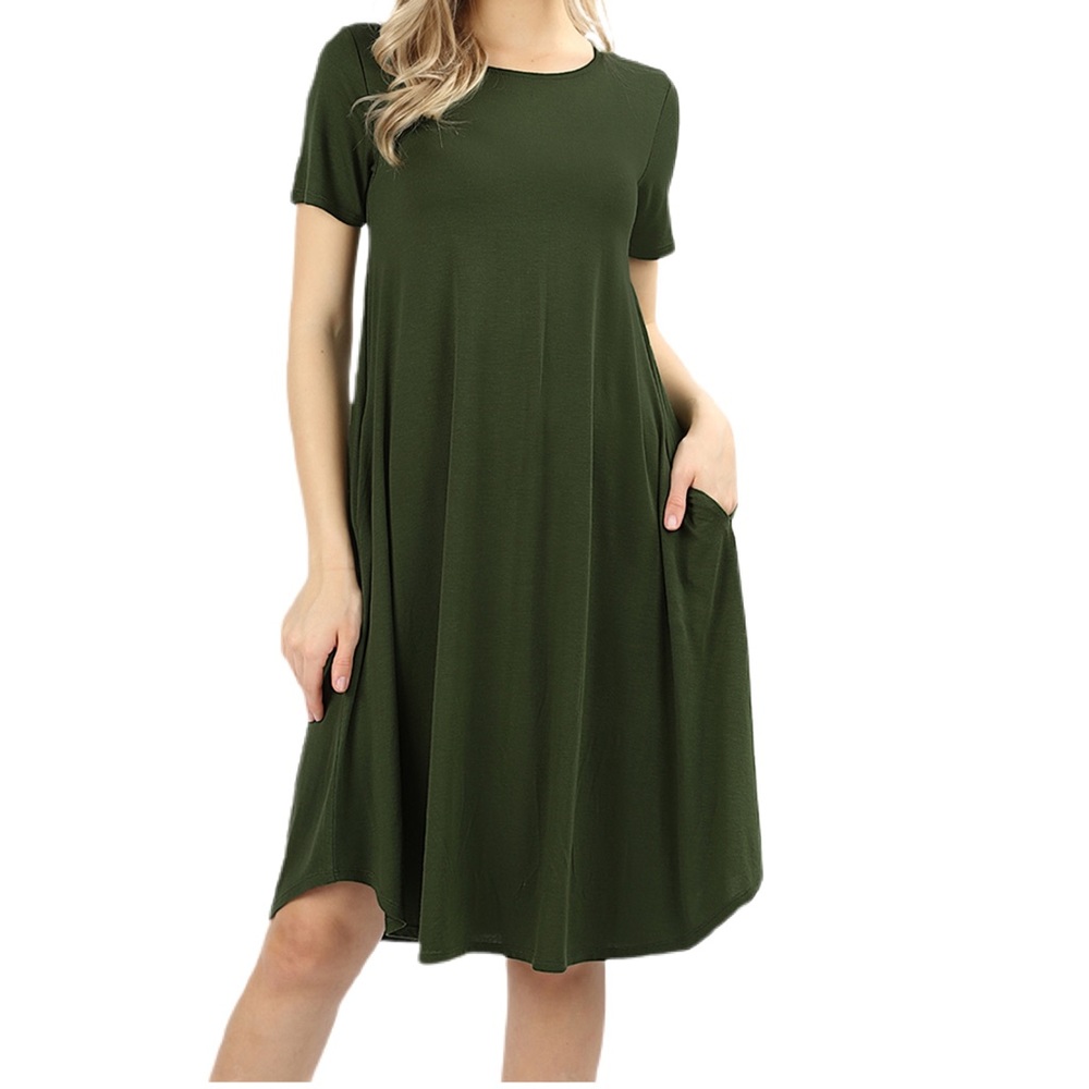 Soft & Comfortable Short Sleeves Round Neck Dress - Picture 2 of 7